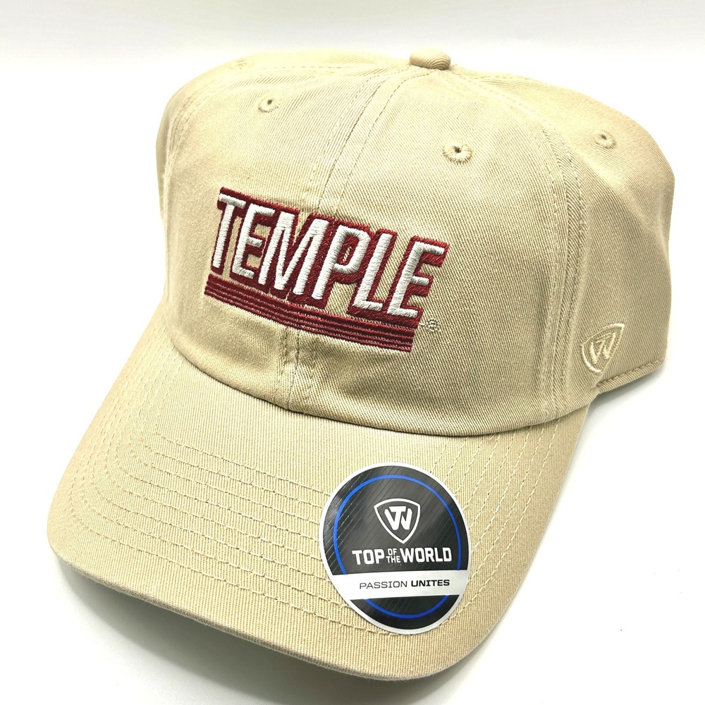 Temple Top of the World Hat Men OS Beige Slice Logo Adjustable NCAA Game Day